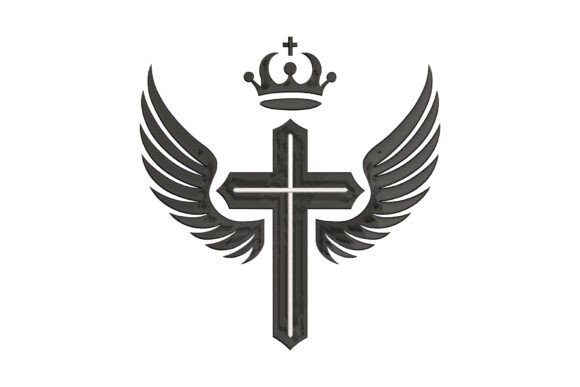 Crown Cross and Angel Wings