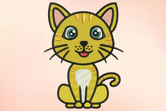Cute Ginger Tabby Cat: A Cheerful Design for Real Embroidery Projects