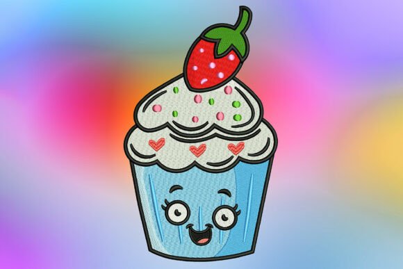 Cute Vanilla Strawberry Cupcake: A Sweet Touch for Business Embroidery