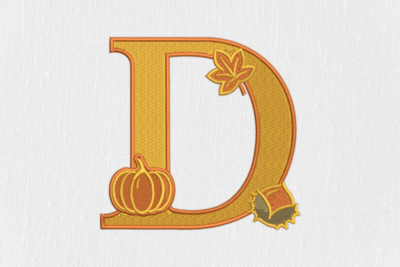 Letter D Autumn Monogram: A Seasonal Embroidery Gem