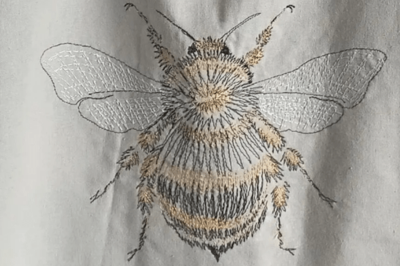 Linear Bumble Bee Sketch Style: A Delicate Touch for Personalized Embroidery