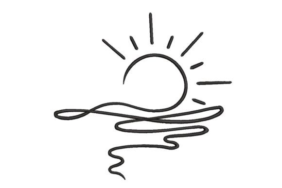 Minimalist Sunset Line Art Review for Boutique Apparel Embroidery