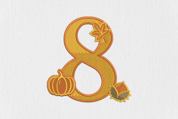 Number 8 Autumn Monogram: A Seasonal Touch for Personalized Embroidery