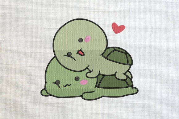 Playful Stacking Kawaii Turtles: A Joyful Embroidery Design for Personalized Gifts