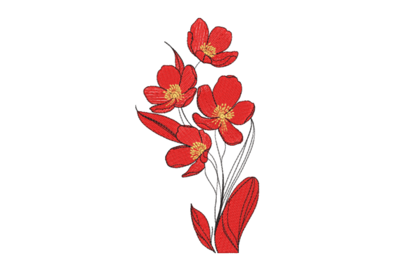 Red Wildflower: A Versatile Embroidery Design for Wedding and Everyday Crafts