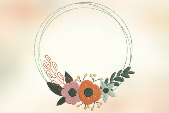 Retro Meadow Floral Wreath: A Seasonal Embroidery Gem