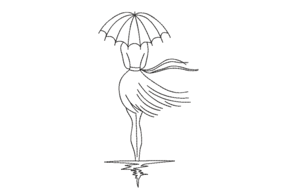 Windy Umbrella Girl – Line Art Review for Handmade Gifts